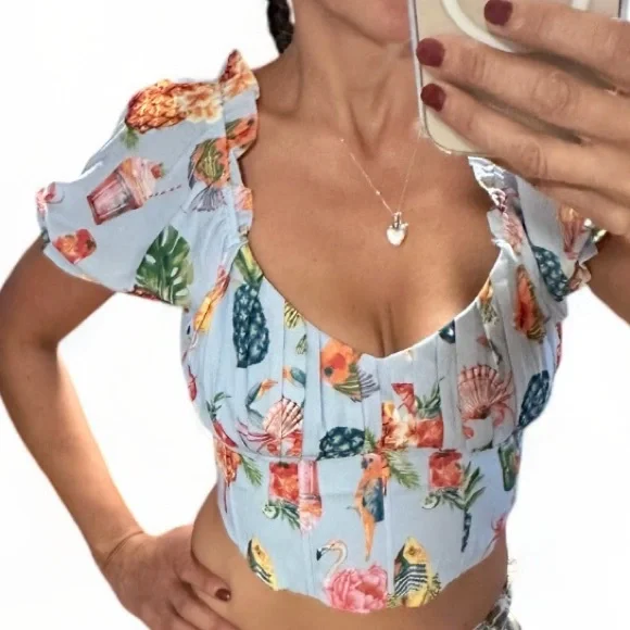 BLU PEPPER - TROPICAL CORSET TOP, medium - Picture 2 of 6